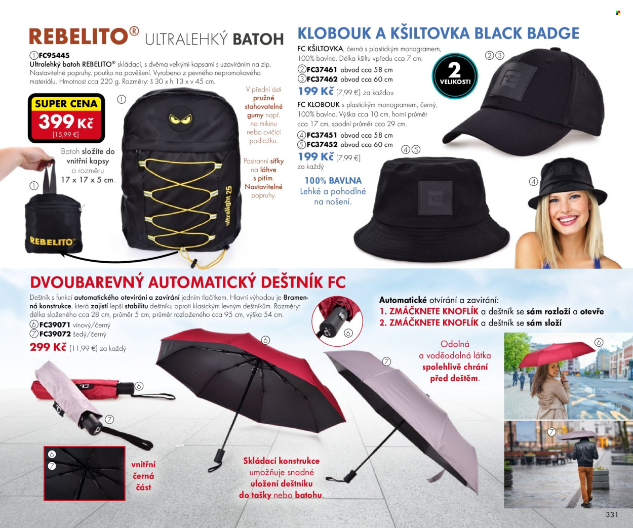 thumbnail - Leták Dedra - 24.5.2024 - 23.8.2024 - Produkty v akci - batoh, klobouk, kšiltovka, taška, deštník, knoflík, látka. Strana 31.