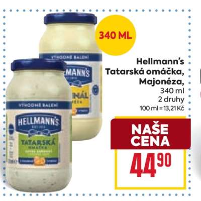 HELLMANN'S TATARSKÁ OMÁČKA, MAJONÉZA