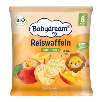 Babydream BIO mini rýžové plátky jablko a mango