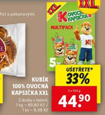 KUBÍK 100% OVOCNÁ KAPSIČKA XXL