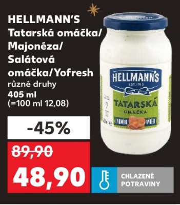 HELLMANN'S Tatarská omáčka/Majonéza/Salátová omáčka/Yofresh