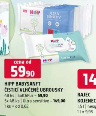 HIPP BABYSANFT ČISTÍCÍ VLHČENÉ UBROUSKY