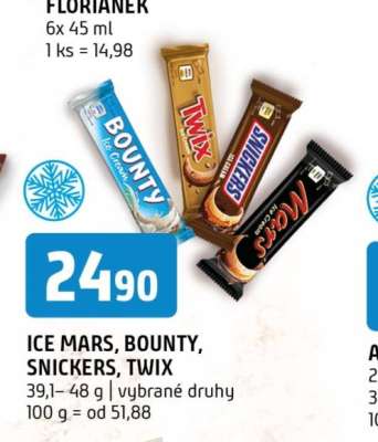 ICE MARS, BOUNTY, SNICKERS, TWIX