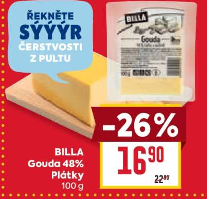 BILLA Gouda 48% Plátky