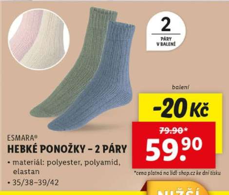 ESMARA HEBKÉ PONOŽKY - 2 PÁRY