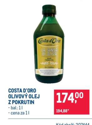 COSTA D’ORO OLIVOVÝ OLEJ Z POKRUTIN