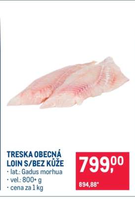 TRESKA OBECNÁ LOIN S/BEZ KŮŽE