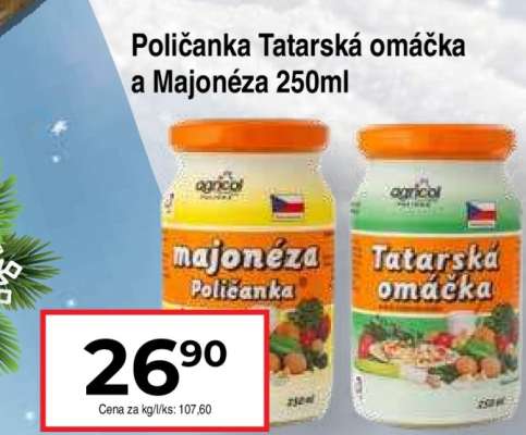 Poličanka Tatarská omáčka a Majonéza 250ml