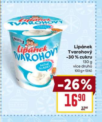 Lipánek Tvarohový -30 % cukru