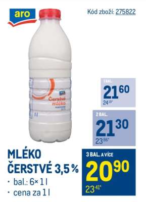 Mléko čerstvé 3,5 %