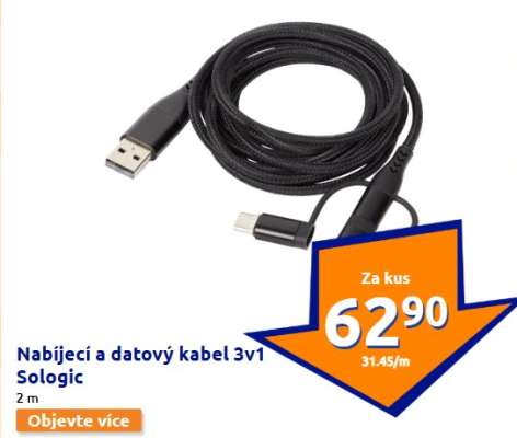 Nabíjecí a datový kabel 3v1 Sologic