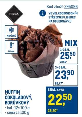 Muffin čokoládový, borůvkový