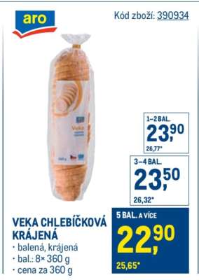 Veka chlebíčková krájená