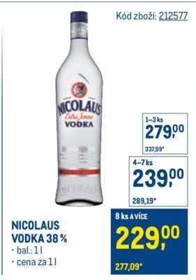 Nicolaus Vodka 38 %
