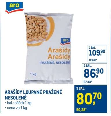 ARAŠÍDY LOUPANÉ PRAŽENÉ NESOLENÉ