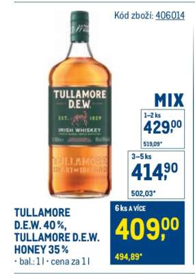 TULLAMORE D.E.W. 40%, TULLAMORE D.E.W. HONEY 35%