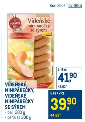 VÍDEŇSKÉ MINIPÁREČKY, VÍDEŇSKÉ MINIPÁREČKY SE SÝREM