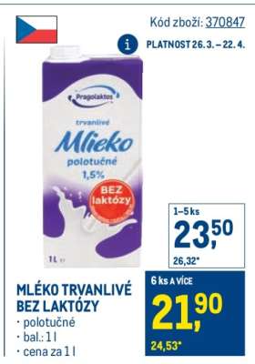 MLÉKO TRVANLIVÉ BEZ LAKTÓZY