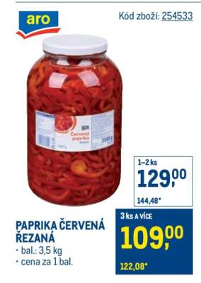 Paprika červená řezaná