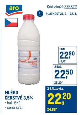 Mléko čerstvé 3,5 %