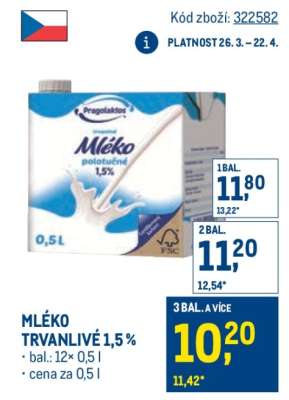 Mléko trvanlivé 1,5 %