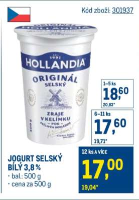 Jogurt selský bílý 3,8 %