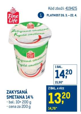 Zakysaná smetana 14 %
