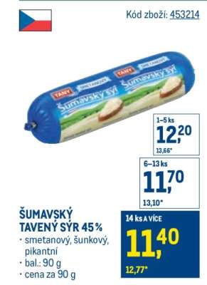 ŠUMAVSKÝ TAVENÝ SÝR 45 %