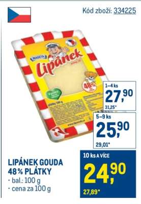 Lipánek Gouda 48% plátky