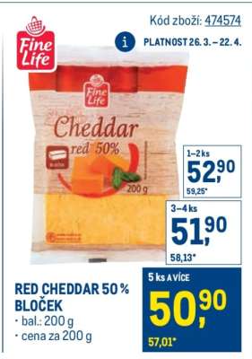 RED CHEDDAR 50 % BLOČEK