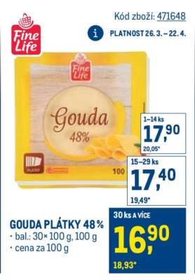 Gouda plátky 48 %