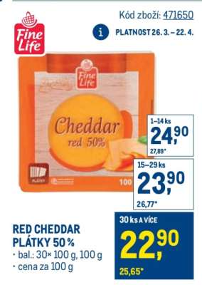 RED CHEDDAR PLÁTKY 50 %