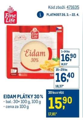 Eidam plátky 30 %