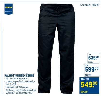 KALHOTY UNISEX ČERNÉ