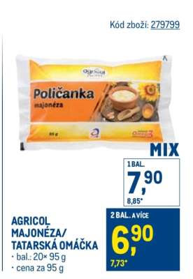 AGRICOL MAJONÉZA, TATARSKÁ OMÁČKA