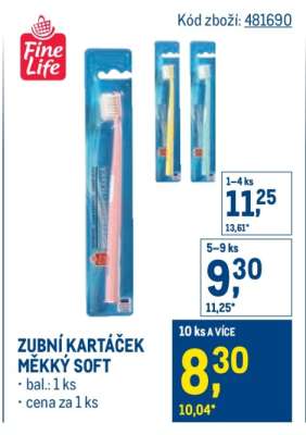 ZUBNÍ KARTÁČEK MĚKKÝ SOFT