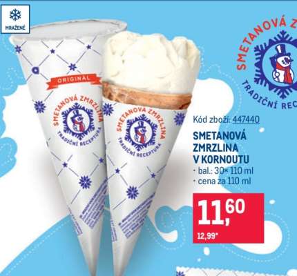 SMETANOVÁ ZMRZLINA V KORNOUTU