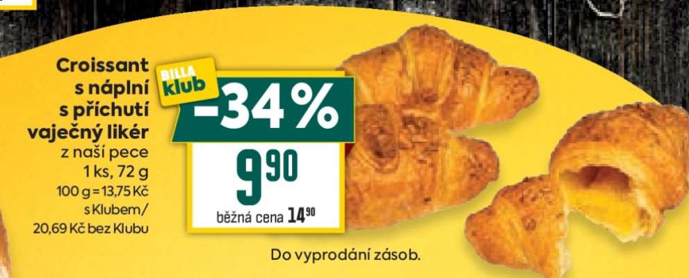Croissant s náplní s příchutí vaječný likér