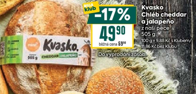 Kvasko Chléb cheddar a jalapeño