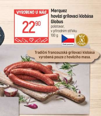 Merquez hovězí grilovací klobása Globus