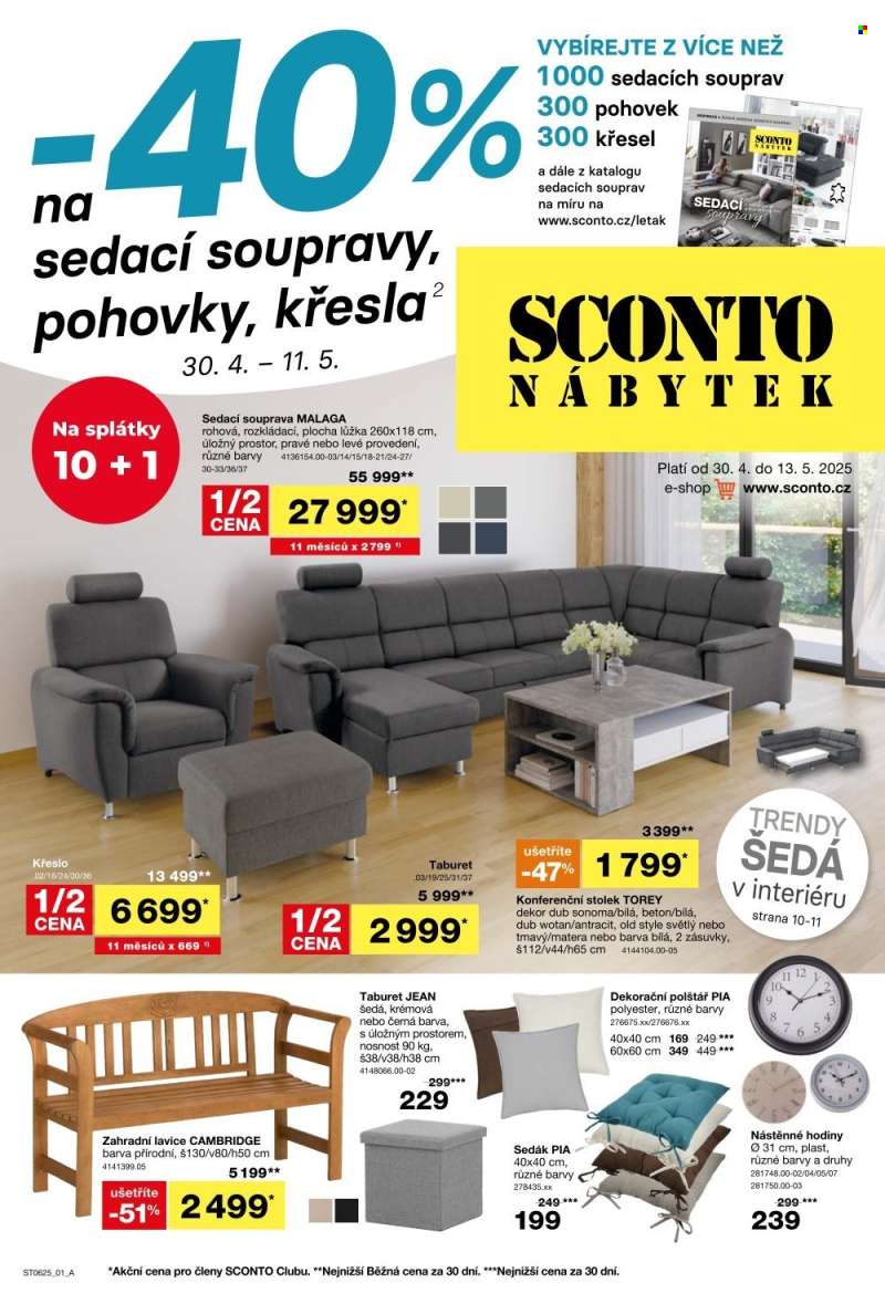 Leták SCONTO NÁBYTEK - 30.4.2025 - 13.5.2025.