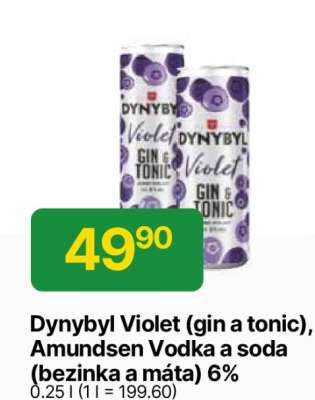 Dynybyl Violet (gin a tonic), Amundsen Vodka a soda (bezinka a máta) 6%