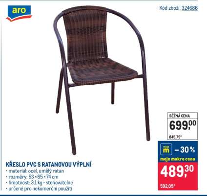 KŘESLO PVC S RATANOVOU VÝPLNÍ