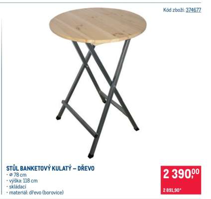 Stůl banketový kulatý – dřevo
