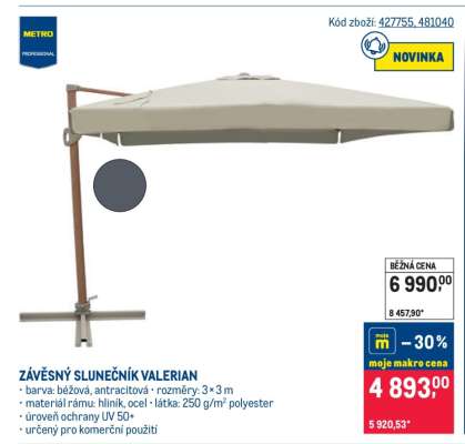 Závěsný slunečník Valerian