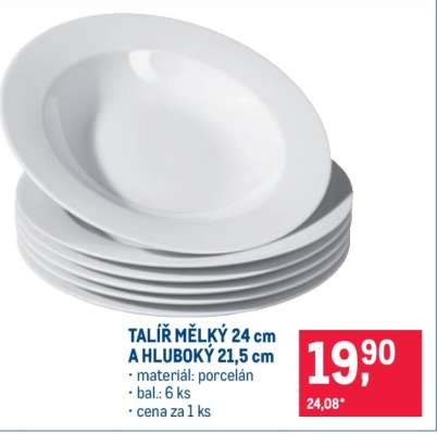 TALÍŘ MĚLKÝ 24 cm A HLUBOKÝ 21,5 cm