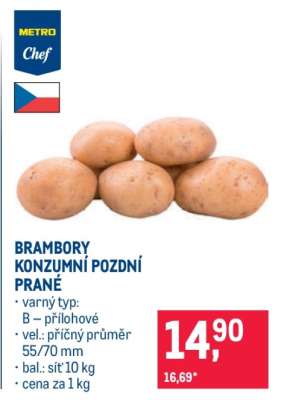 Brambory konzumní pozdní prané