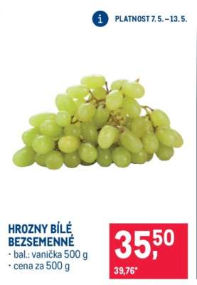 Hrozny bílé bezsemenné