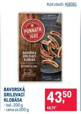 Bavorská grilovací klobása