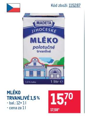 Mléko trvanlivé 1,5 %